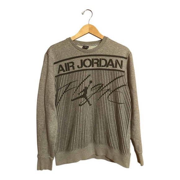 Jordan Other - Vintage AIR JORDAN Nike FLIGHT Striped JUMPMAN Gray Sweatshirt Men’s Large